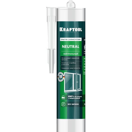 KRAFTOOL NEUTRAL, 300 мл, белый, нейтральный силиконовый герметик (41257-0) KRAFTOOL NEUTRAL, 300 мл, белый, нейтральный силиконовый герметик (41257-0)