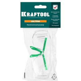 KRAFTOOL ULTRA, открытого типа, прозрачные, стекло увеличенного размера устойчивое к царапинам и запотеванию, защитные очки (110461)