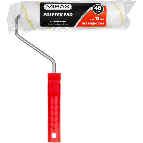 MIRAX POLYTEX PRO, 48 х 240 мм, бюгель 8 мм, ворс 12 мм, полиакрил/полиэстер, все виды ЛКМ, малярный валик (03816-24) MIRAX POLYTEX PRO, 48 х 240 мм, бюгель 8 мм, ворс 12 мм, полиакрил/полиэстер, все виды ЛКМ, малярный валик (03816-24)
