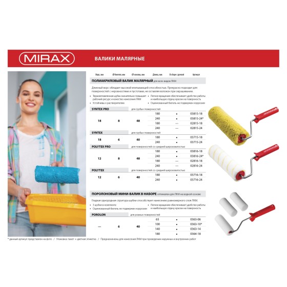 MIRAX POLYTEX PRO, 48 х 240 мм, бюгель 8 мм, ворс 12 мм, полиакрил/полиэстер, все виды ЛКМ, малярный валик (03816-24) MIRAX POLYTEX PRO, 48 х 240 мм, бюгель 8 мм, ворс 12 мм, полиакрил/полиэстер, все виды ЛКМ, малярный валик (03816-24)