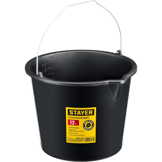 STAYER STRONG, 12 л, строительное пластиковое ведро (06083-12) STAYER STRONG, 12 л, строительное пластиковое ведро (06083-12)