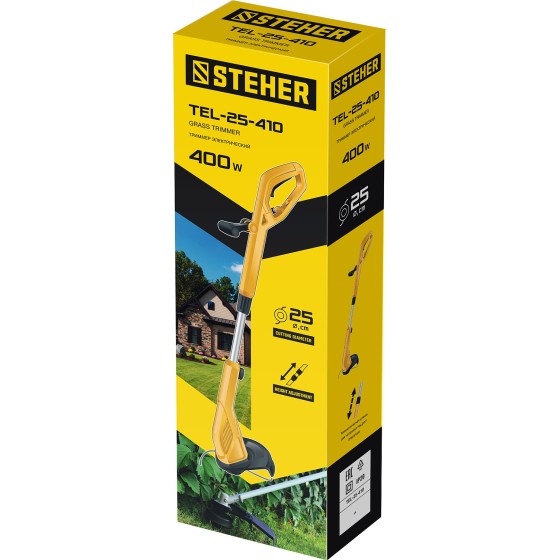 STEHER 400 Вт, ш/с 25 см, сетевой триммер (TEL-25-410) STEHER 400 Вт, ш/с 25 см, сетевой триммер (TEL-25-410)