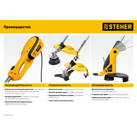 STEHER 400 Вт, ш/с 25 см, сетевой триммер (TEL-25-410) STEHER 400 Вт, ш/с 25 см, сетевой триммер (TEL-25-410)