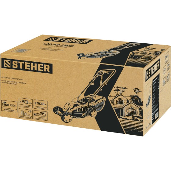STEHER 1300 Вт, ш/с 33 cм, сетевая газонокосилка (LM-33-1300) STEHER 1300 Вт, ш/с 33 cм, сетевая газонокосилка (LM-33-1300)