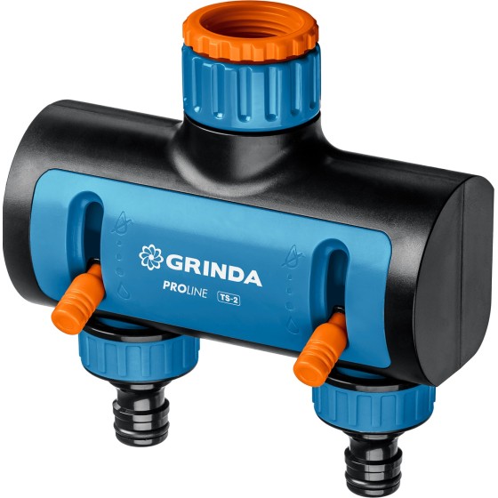GRINDA TS-2, двухканальный 3/4″ - 1″ с внутренней резьбой, соединитель с внешней резьбой 3/4″ - 1, поливочный распределитель, PROLine (8-426312)