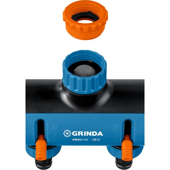 GRINDA TS-2, двухканальный 3/4″ - 1″ с внутренней резьбой, соединитель с внешней резьбой 3/4″ - 1, поливочный распределитель, PROLine (8-426312)
