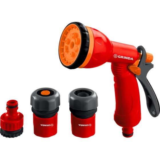 GRINDA GS-12, пистолет с 8 режимами, комплект соединительной арматуры 1/2″, ударопрочный пластик, поливочный набор (8-427383) GRINDA GS-12, пистолет с 8 режимами, комплект соединительной арматуры 1/2″, ударопрочный пластик, поливочный набор (8-427383)