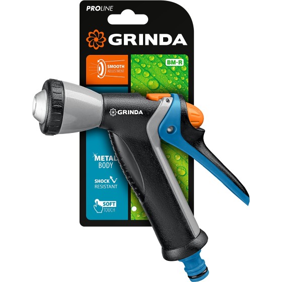 GRINDA BM-R, плавная регулировка, курок сзади, металлический с TPR, поливочный пистолет, PROLine (8-427311)