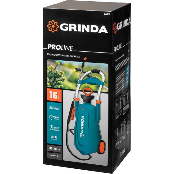GRINDA PW-16, 16 л, на колёсах, колба из первичного полиэтилена, с широкой горловиной, опрыскиватель, PROLine (8-425163) GRINDA PW-16, 16 л, на колёсах, колба из первичного полиэтилена, с широкой горловиной, опрыскиватель, PROLine (8-425163)
