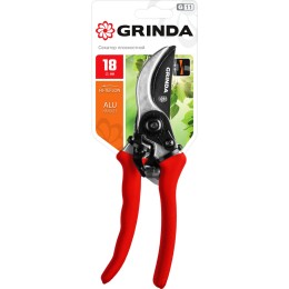 GRINDA G-11, 210 мм, лезвия из углеродистой стали, закалены, тефлоновое покрытие, алюминиевые рукоятки, плоскостной секатор (8-423001)