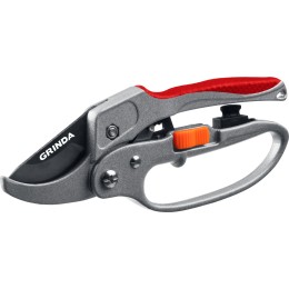 GRINDA G-15, 200 мм, стальные лезвия, храповый механизм, с эфесом, с алюминиевыми рукоятками, контактный секатор (8-423034)