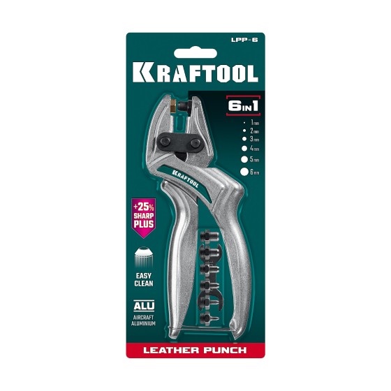 KRAFTOOL LPP-6 с набором насадок 1-6 мм, мощный дырокол для кожи (22952) KRAFTOOL LPP-6 с набором насадок 1-6 мм, мощный дырокол для кожи (22952)