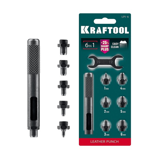 KRAFTOOL LPI-6 с набором насадок 1-6 мм, ударный пробойник для кожи (22951) KRAFTOOL LPI-6 с набором насадок 1-6 мм, ударный пробойник для кожи (22951)