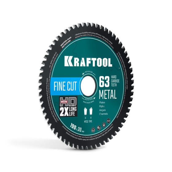 KRAFTOOL Metal Cut 190 х 30 мм, 63Т, диск пильный по металлу и стали (36954-190-30-63) KRAFTOOL Metal Cut 190 х 30 мм, 63Т, диск пильный по металлу и стали (36954-190-30-63)