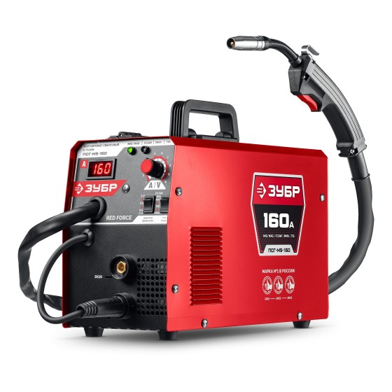 ЗУБР RED FORCE, MIG / MAG, FCAW, MMA, TIG, 160 А, полуавтомат сварочный, с газом / без газа, горелка ПСГ-180 (ПСГ-М5-160) ЗУБР RED FORCE, MIG / MAG, FCAW, MMA, TIG, 160 А, полуавтомат сварочный, с газом / без газа, горелка ПСГ-180 (ПСГ-М5-160)