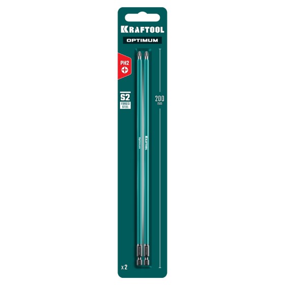 KRAFTOOL OPTIMUM PH 2, 200 мм, 2 шт, биты (26122-2-200-2) KRAFTOOL OPTIMUM PH 2, 200 мм, 2 шт, биты (26122-2-200-2)
