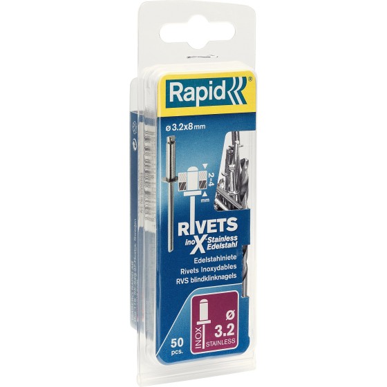 RAPID 3.2 х 8 мм, 50 шт, нержавеющая заклепка (5000393) RAPID 3.2 х 8 мм, 50 шт, нержавеющая заклепка (5000393)