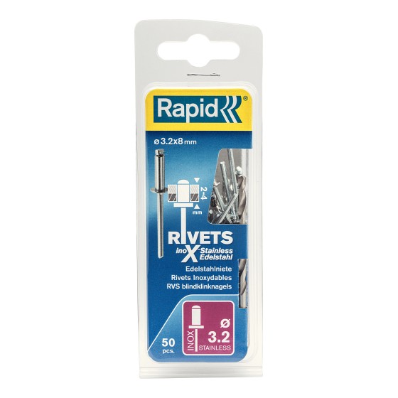 RAPID 3.2 х 8 мм, 50 шт, нержавеющая заклепка (5000393) RAPID 3.2 х 8 мм, 50 шт, нержавеющая заклепка (5000393)