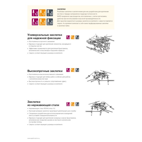 RAPID 3.2 х 8 мм, 50 шт, нержавеющая заклепка (5000393) RAPID 3.2 х 8 мм, 50 шт, нержавеющая заклепка (5000393)