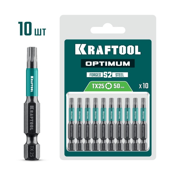 KRAFTOOL OPTIMUM TX 25, 50 мм, 10 шт, биты (26126-25-50-10) KRAFTOOL OPTIMUM TX 25, 50 мм, 10 шт, биты (26126-25-50-10)
