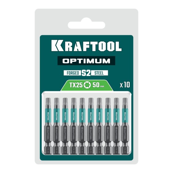 KRAFTOOL OPTIMUM TX 25, 50 мм, 10 шт, биты (26126-25-50-10) KRAFTOOL OPTIMUM TX 25, 50 мм, 10 шт, биты (26126-25-50-10)