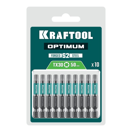 KRAFTOOL OPTIMUM TX 30, 50 мм, 10 шт, биты (26126-30-50-10) KRAFTOOL OPTIMUM TX 30, 50 мм, 10 шт, биты (26126-30-50-10)