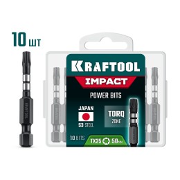 KRAFTOOL Impact TX 20, 50 мм, 10 шт, ударные биты (26195-20-50-S10)