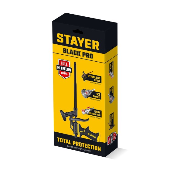 STAYER BLACK PRO, тефлоновый пистолет для монтажной пены (06862) STAYER BLACK PRO, тефлоновый пистолет для монтажной пены (06862)