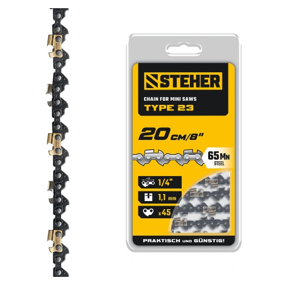 STEHER тип 23, 20 см, шаг 1/4″, паз 1.1 мм, 45 звеньев, цепь (75323-20)