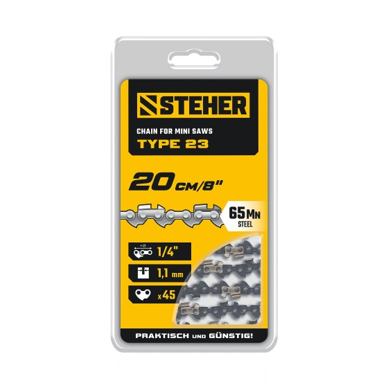 STEHER тип 23, 20 см, шаг 1/4″, паз 1.1 мм, 45 звеньев, цепь (75323-20)