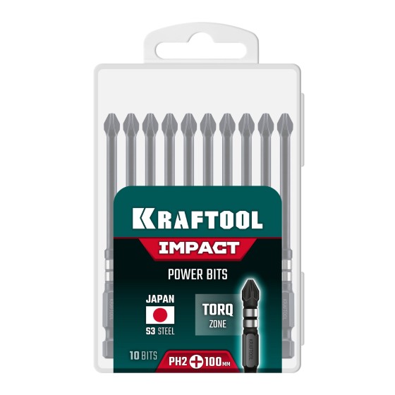 KRAFTOOL Impact PH 2, 100 мм, 10 шт, ударные биты (26191-2-100-S10) KRAFTOOL Impact PH 2, 100 мм, 10 шт, ударные биты (26191-2-100-S10)