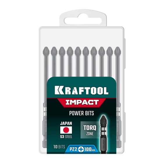 KRAFTOOL Impact PZ 2, 100 мм, 10 шт, ударные биты (26193-2-100-S10) KRAFTOOL Impact PZ 2, 100 мм, 10 шт, ударные биты (26193-2-100-S10)