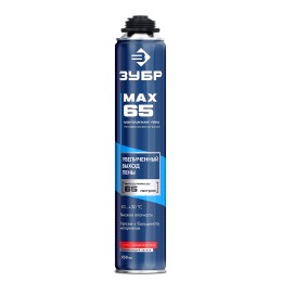 ЗУБР MAX 65, 850 мл, пистолетная, всесезонная, SVS, с увеличенным выходом до 65 л, профессиональная, монтажная пена (41147) ЗУБР MAX 65, 850 мл, пистолетная, всесезонная, SVS, с увеличенным выходом до 65 л, профессиональная, монтажная пена (41147)