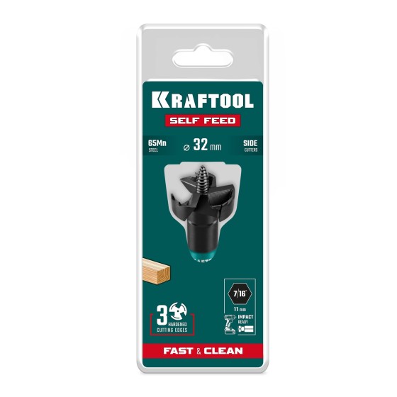 KRAFTOOL SELF FEED d 32 мм, cверло по дереву самоврезающееся (29951-32) KRAFTOOL SELF FEED d 32 мм, cверло по дереву самоврезающееся (29951-32)