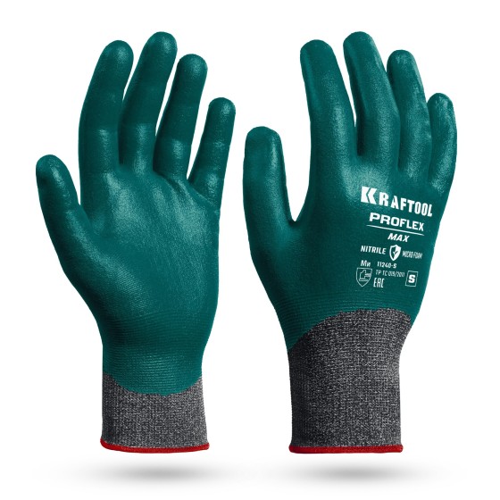 KRAFTOOL ProFlex Max, S (7), полный облив, эластичные перчатки, вспененное нитриловое покрытие, 15 класс (11240-S) KRAFTOOL ProFlex Max, S (7), полный облив, эластичные перчатки, вспененное нитриловое покрытие, 15 класс (11240-S)