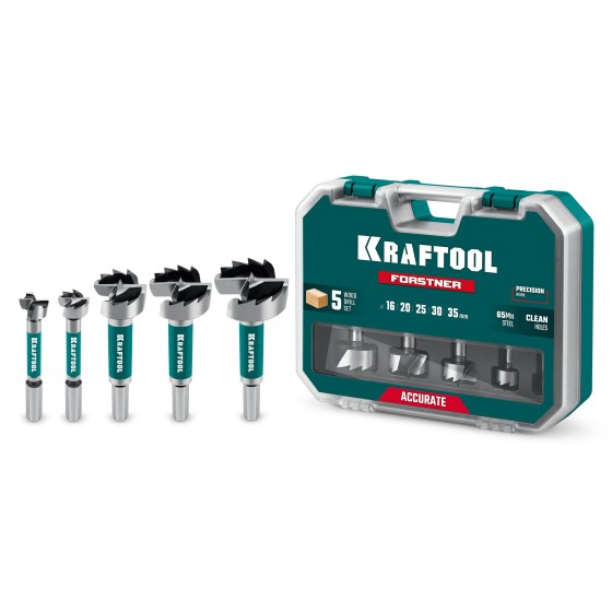 KRAFTOOL FORSTNER 5шт (d16-35 мм), набор cверл Форстнера (29950-H5) KRAFTOOL FORSTNER 5шт (d16-35 мм), набор cверл Форстнера (29950-H5)