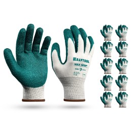 KRAFTOOL MaxGrip, L-XL, х/б перчатки с текстурированным нитриловым обливом, 15 класс, 10 пар (11243-K10)