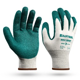 KRAFTOOL MaxGrip, L-XL, х/б перчатки с текстурированным нитриловым обливом, 15 класс (11243-XL)