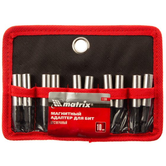 Адаптер магнитный для бит, шестигранный, 10 шт. Matrix 11398 Адаптер магнитный для бит, шестигранный, 10 шт. Matrix 11398