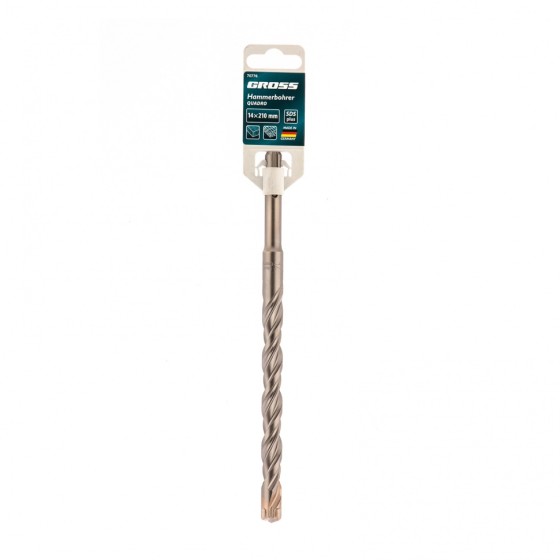 Бур по бетону QUADRO, 14 х 210 мм, SDS PLUS Gross 70776 Бур по бетону QUADRO, 14 х 210 мм, SDS PLUS Gross 70776