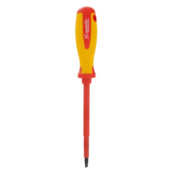 Отвертка Insulated, SL5.5 x 125 мм, CrMo, до 1000 В, двухкомпонентная рукоятка Matrix Professional 12918 Отвертка Insulated, SL5.5 x 125 мм, CrMo, до 1000 В, двухкомпонентная рукоятка Matrix Professional 12918