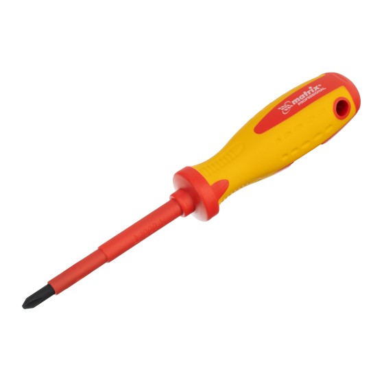 Отвертка Insulated, PH2 x 100 мм, CrMo, до 1000 В, двухкомпонентная рукоятка Matrix Professional 12928 Отвертка Insulated, PH2 x 100 мм, CrMo, до 1000 В, двухкомпонентная рукоятка Matrix Professional 12928