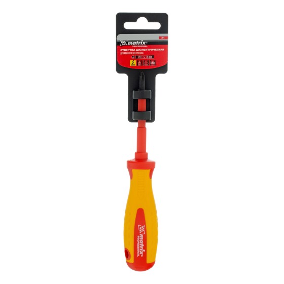 Отвертка Insulated, PH1 x 75 мм, CrMo, до 1000 В, двухкомпонентная рукоятка Matrix Professional 12926