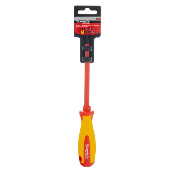 Отвертка Insulated, SL5.5 x 125 мм, CrMo, до 1000 В, двухкомпонентная рукоятка Matrix Professional 12918 Отвертка Insulated, SL5.5 x 125 мм, CrMo, до 1000 В, двухкомпонентная рукоятка Matrix Professional 12918