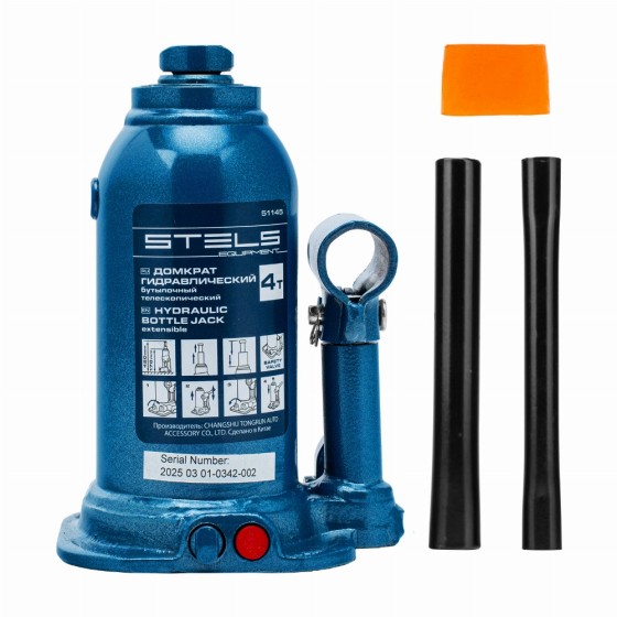 Домкрат гидравлический бутылочный телескопический, 4 т, подъем 170-420 мм Stels 51145