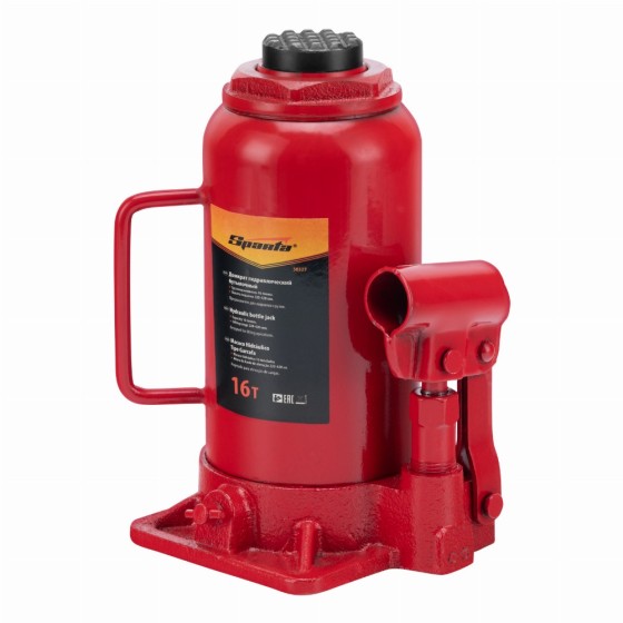 Домкрат гидравлический бутылочный, 16 т, h подъема 220-420 мм Sparta 50327
