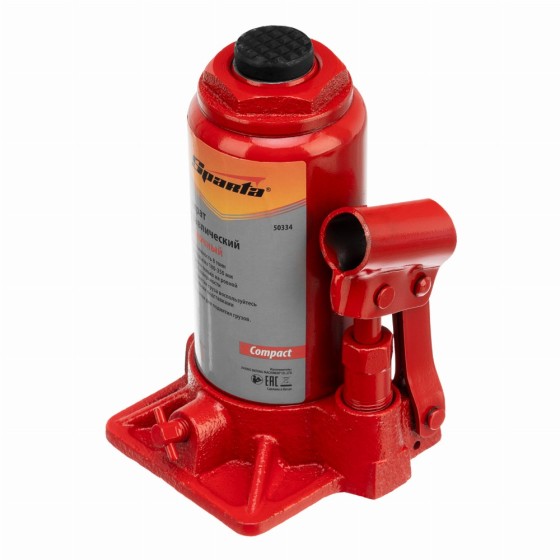 Домкрат гидравлический бутылочный 8 т, h подъема 180-350 мм Sparta Compact 50334
