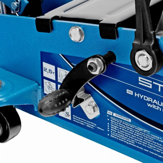 Домкрат гидравлический подкатной с фиксатором, 2,5т SAFETY PIN, 140-385 мм Stels 51152