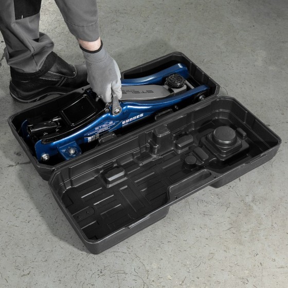Домкрат гидравлический подкатной, 2т Low Profile, 80-380 мм, в пласт. кейсе Stels 51130