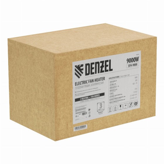 Тепловая пушка SFH-9000, 400 В, 850 м3/ч, вентилятор 3 режима, 6000/9000 Вт Denzel 96439 Тепловая пушка SFH-9000, 400 В, 850 м3/ч, вентилятор 3 режима, 6000/9000 Вт Denzel 96439